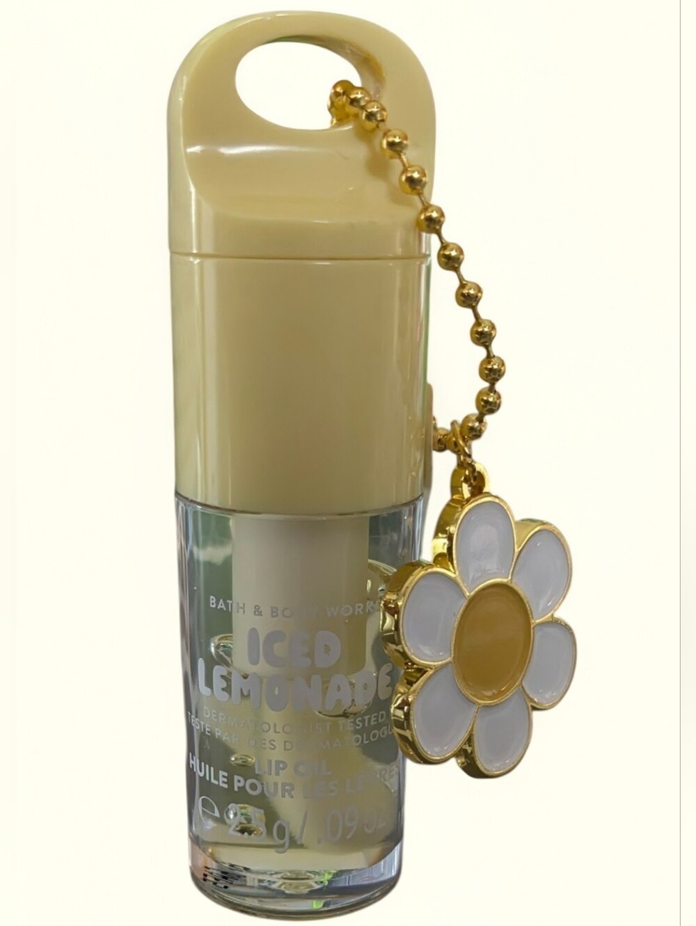 NEW Limited Edition BBW Iced Lemonade Lip Oil with White & Yellow Flower Charm